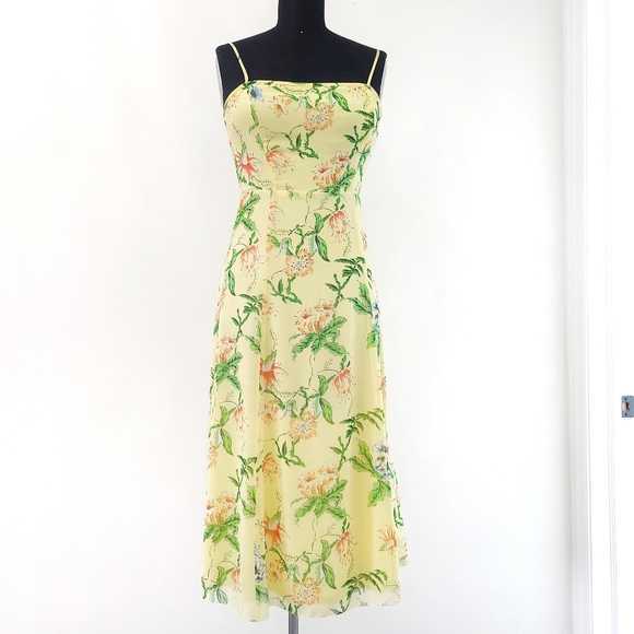 Aritzia Wilfred Destination Square Neck Hawaii Floral Midi Slip Dress - Picture 2 of 16